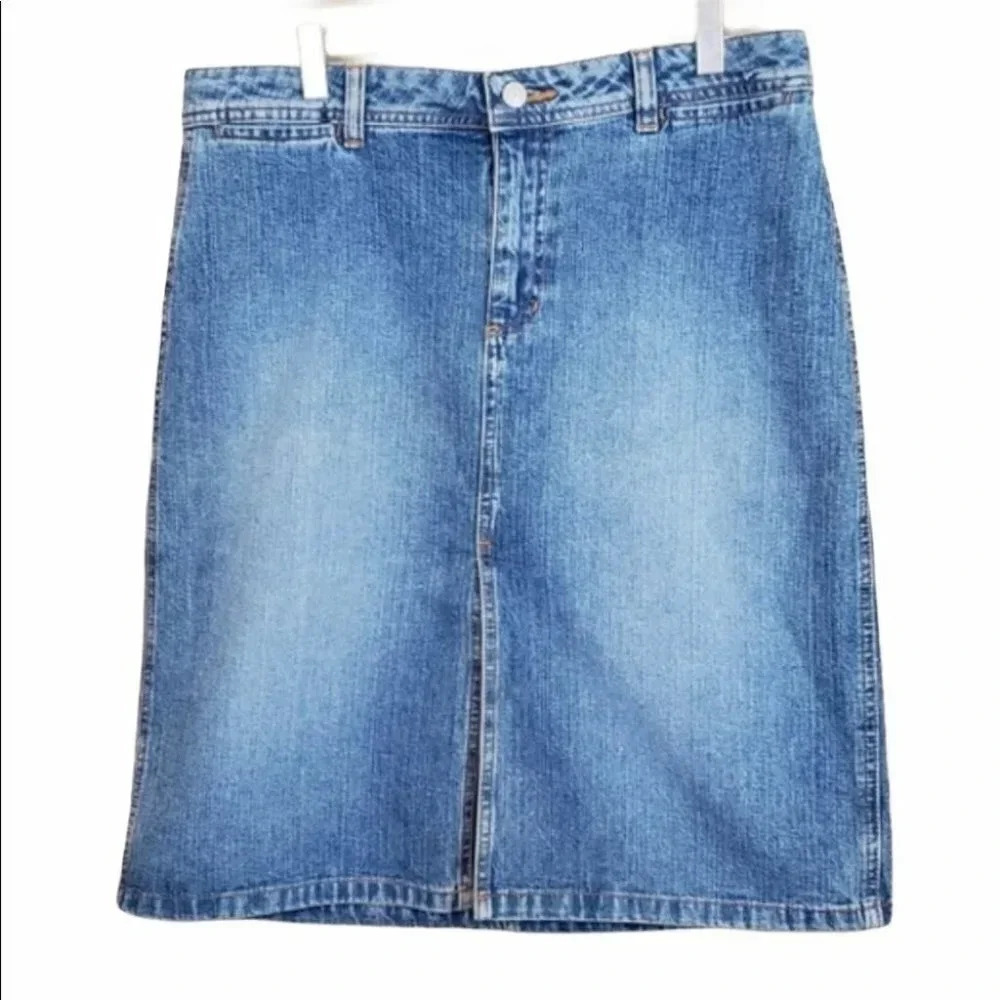 Y2K‎ Old Navy Denim Skirt Size 10 Blue Medium Wash Knee Length Cotton Jean Skirt